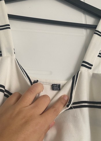 Çizgili Beyaz Midi Mayo - Görsel 2