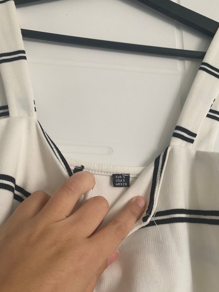 Çizgili Beyaz Midi Mayo - Görsel 2