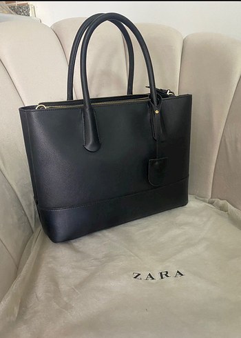 Zara Siyah Deri Ofis Çantası
