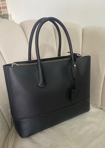 Zara Zara Siyah Deri Ofis Çantası