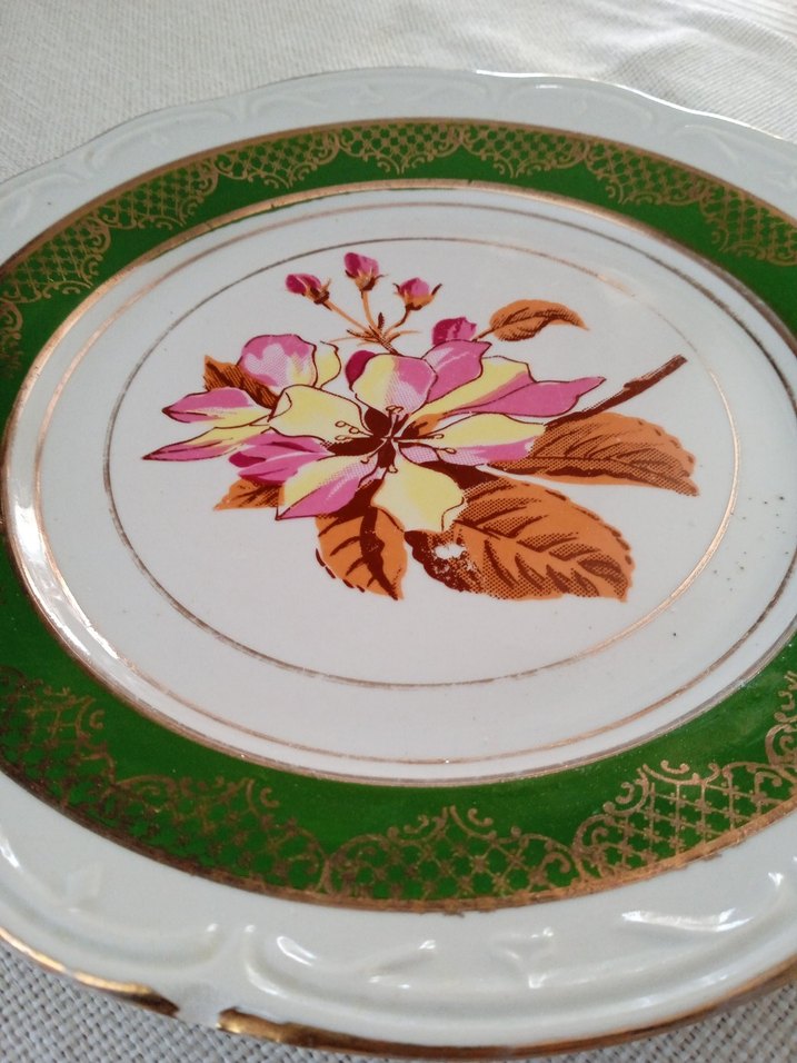 Eski porselen tabak - Görsel 5