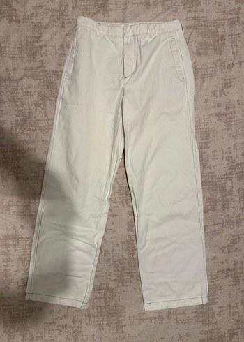 Zara Ekru Duz Kesim Pamuklu Pantolon