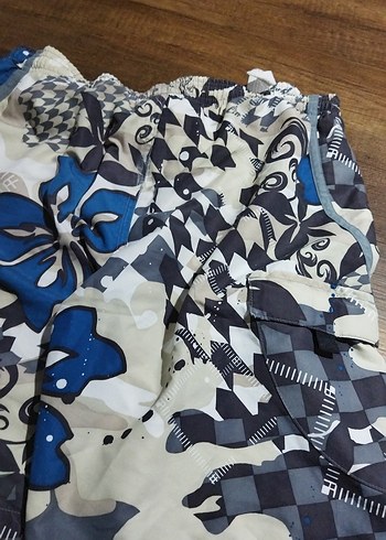 Erkek Mavi Gri Desenli Mini Yüzme Şortu - Görsel 3