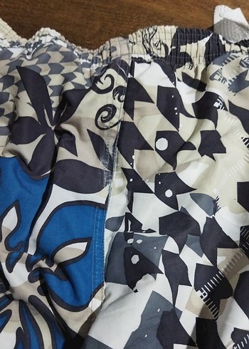 Erkek Mavi Gri Desenli Mini Yüzme Şortu - Görsel 4