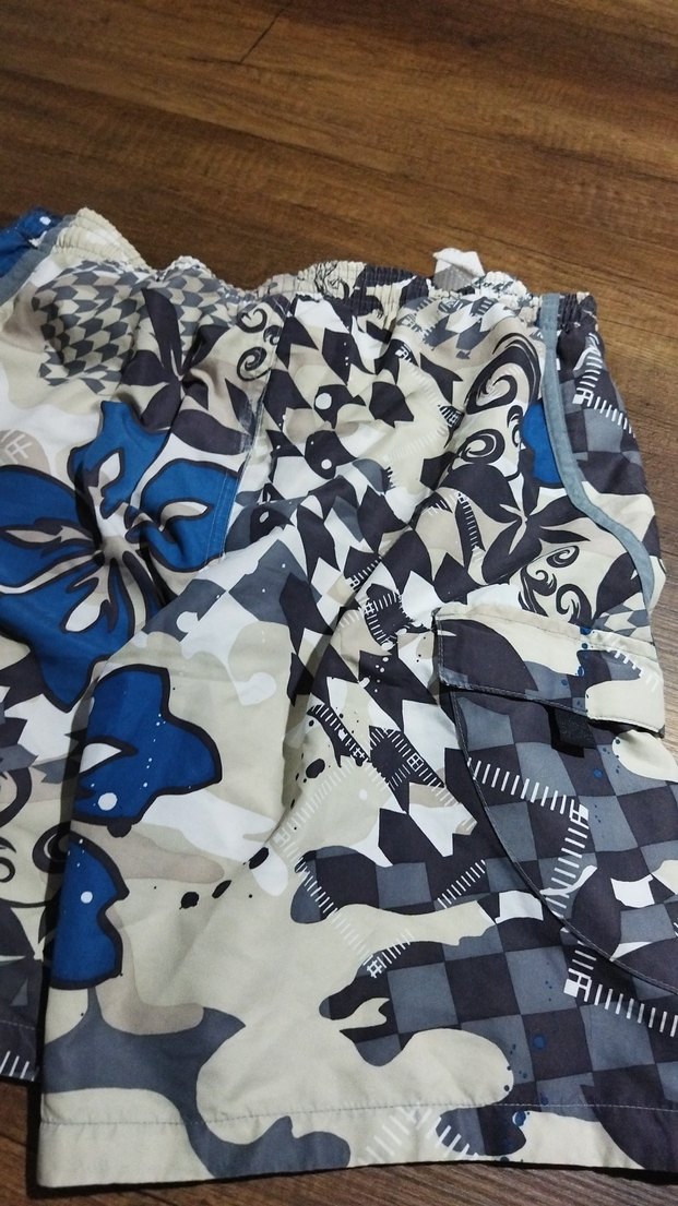 Erkek Mavi Gri Desenli Mini Yüzme Şortu - Görsel 3