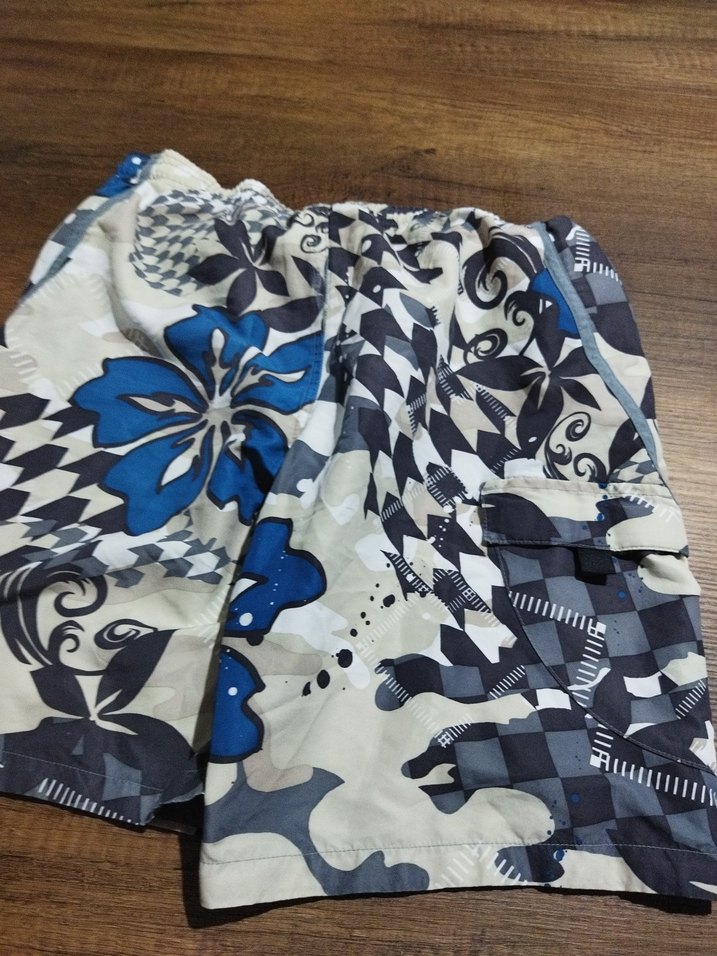 Erkek Mavi Gri Batik Desenli Şort - Görsel 3