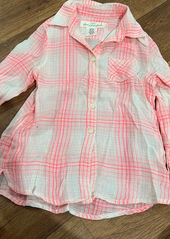 Kız Çocuk Nakışlı Düğmeli uzun Kollu Gömlek - Görsel 5