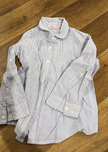 Kız Çocuk Nakışlı Düğmeli uzun Kollu Gömlek - Görsel 6