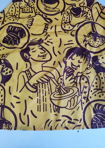 Baskılı Mutfak Önlüğü ve Bordo Şef Şapkası - Görsel 5