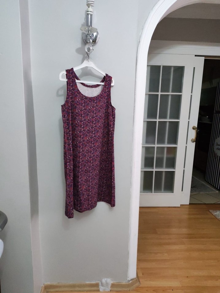 Bordo Renkli Salaş Midi Kadın Elbise - Görsel 2