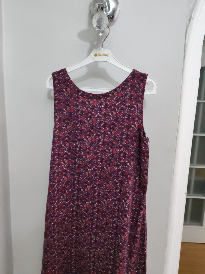 Bordo Renkli Salaş Midi Kadın Elbise - Görsel 4