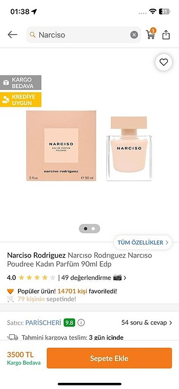Narciso orijinal parfüm