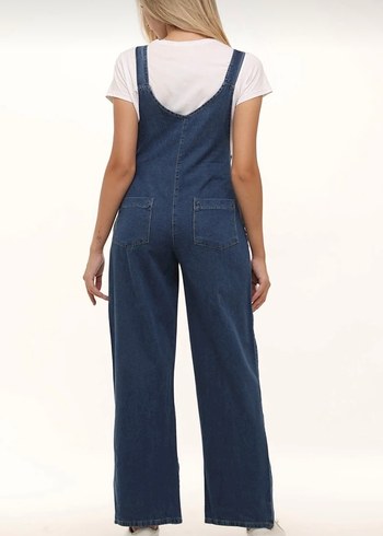 Hamile Kot Salopet Tulum mavi M/L - Görsel 3