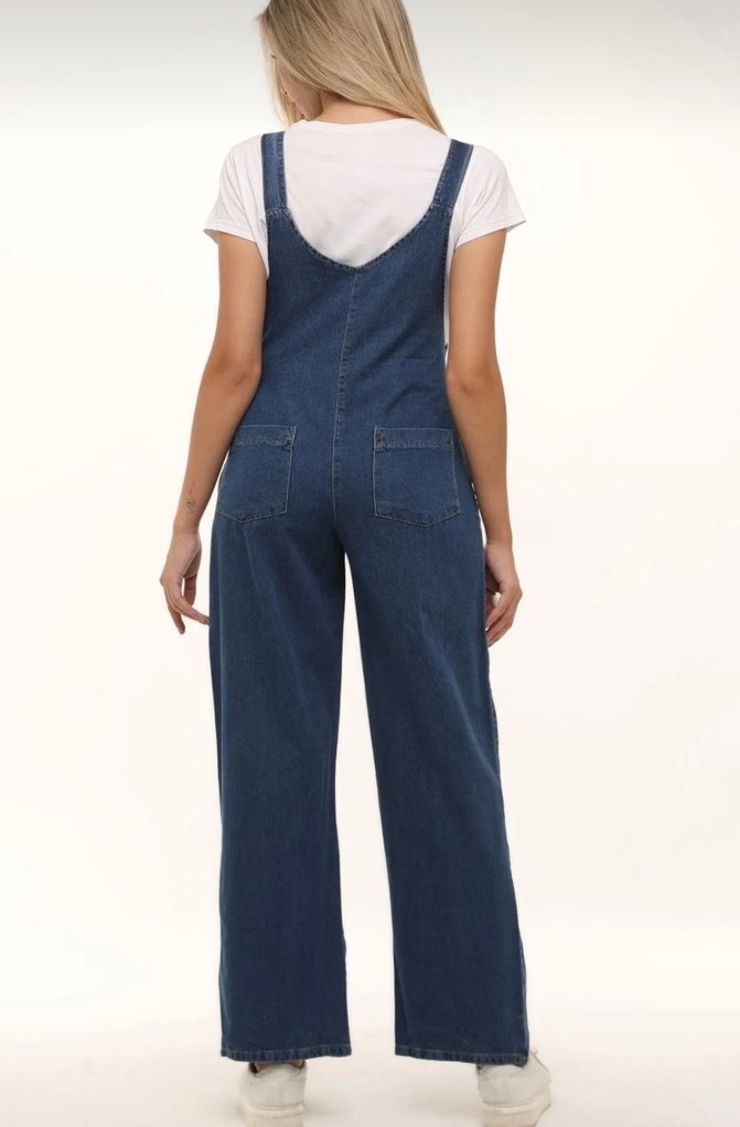 Hamile Kot Salopet Tulum mavi M/L - Görsel 3