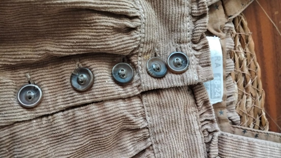 Düğmeli kadife Kız Elbisesi - Görsel 4