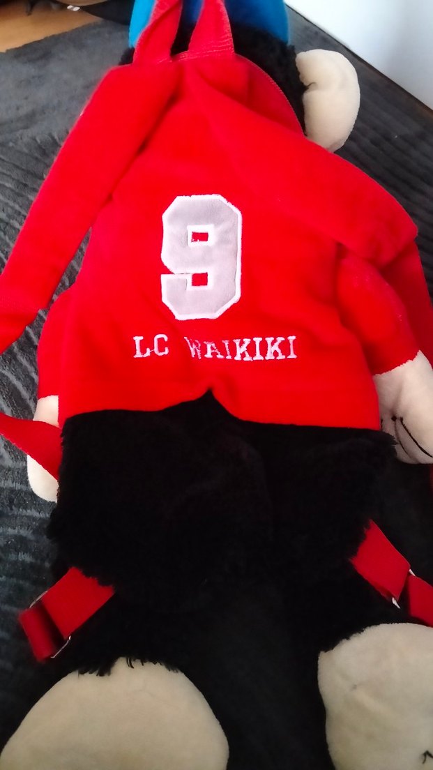 Kırmızı Montlu Peluş Maymun çanta - Görsel 2