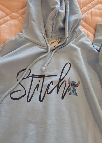 Kadın genç mavi Kapüşonlu Sweatshirt Loose Fit kısa - Görsel 2