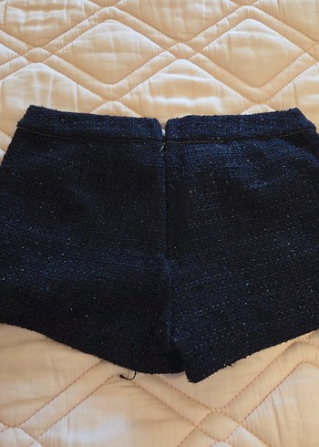 Kadın lacivert simli Triko Mini Şort - Görsel 4