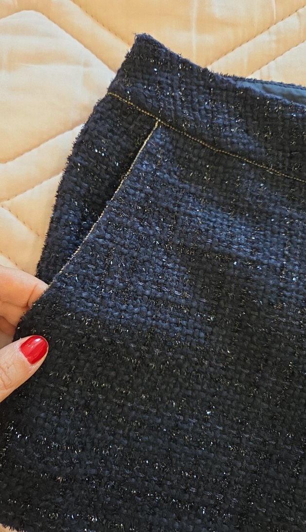 Kadın lacivert simli Triko Mini Şort - Görsel 3