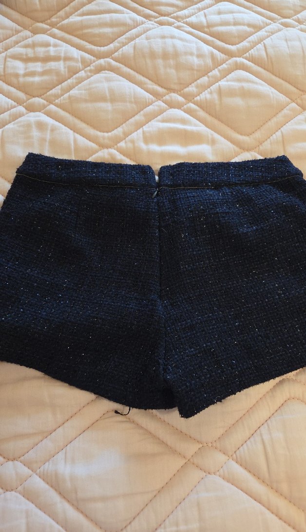 Kadın lacivert simli Triko Mini Şort - Görsel 4