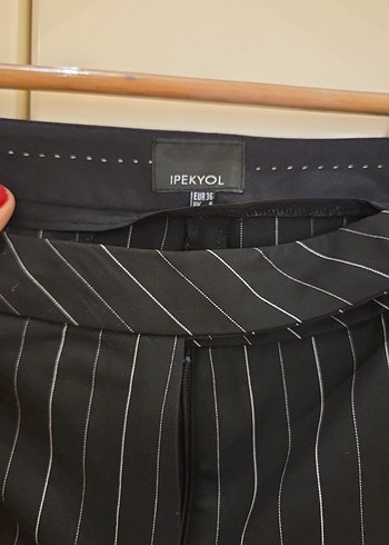 Düğmeli Çizgili Siyah Kadın Blazer pantalon takımı - Görsel 6