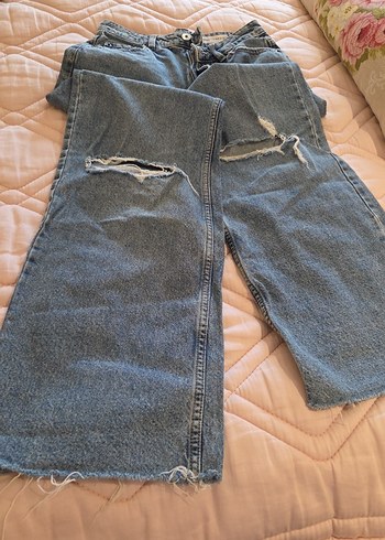 mavi Kadın Denim Midi Boy Bol Kesim yırtmaçlı Jean lefties marka - Görsel 3