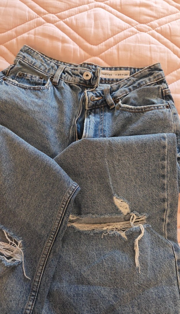 mavi Kadın Denim Midi Boy Bol Kesim yırtmaçlı Jean lefties marka - Görsel 4