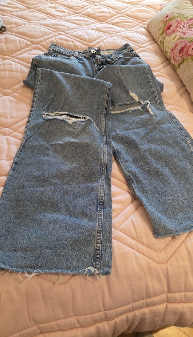 mavi Kadın Denim Midi Boy Bol Kesim yırtmaçlı Jean lefties marka - Görsel 3