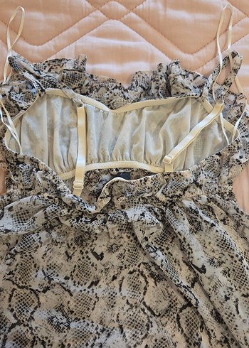 La senza Yılan Desenli Dantel Detaylı gece üstü - Görsel 5