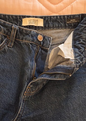 koyu mavi Bol Kesim Midi Denim Kadın Jean - Görsel 2