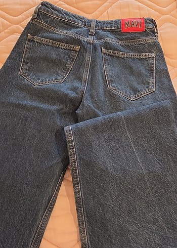 koyu mavi Bol Kesim Midi Denim Kadın Jean - Görsel 4