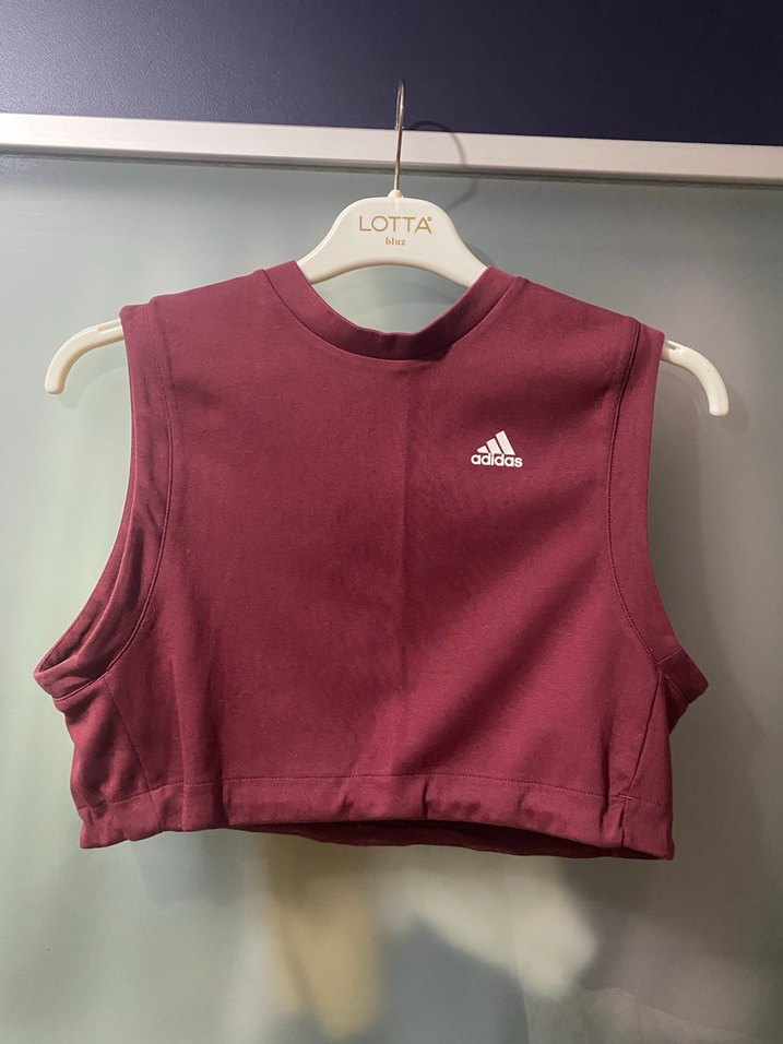 adidas Bordo Yüksek Yakalı crop Kolsuz Spor Üst - Görsel 3