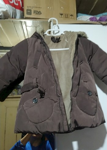 Düğmeli Kahverengi Erkek Çocuk Kaban - Görsel 3