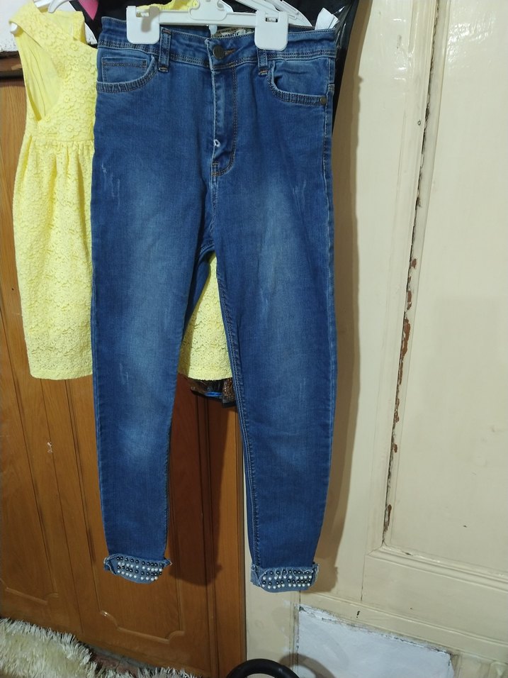 Tokalı Mavi Kadın Denim Pantolon - Görsel 2