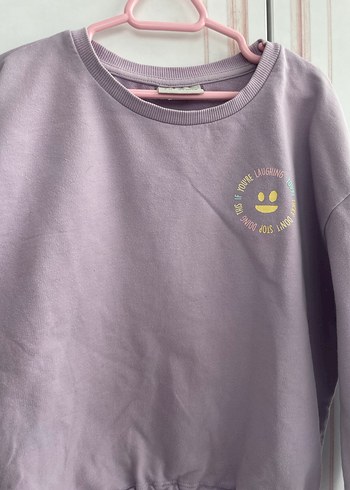 9 Yaş Beden Mor Sweatshirt Uzun Kollu Rahat Kesim