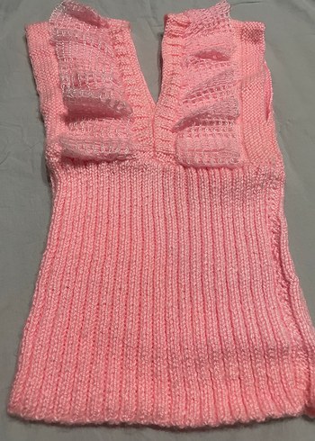 Kız Çocuk Pembe V Yaka Triko Süveter - Görsel 4