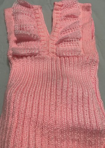 Kız Çocuk Pembe V Yaka Triko Süveter - Görsel 5