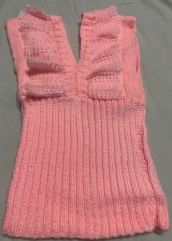 Kız Çocuk Pembe V Yaka Triko Süveter - Görsel 2