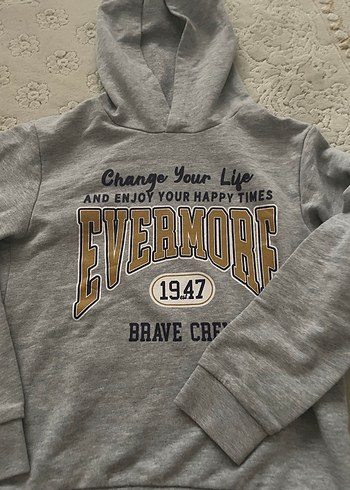 Gri Kapüşonlu Erkek Çocuk Sweatshirt - Görsel 2