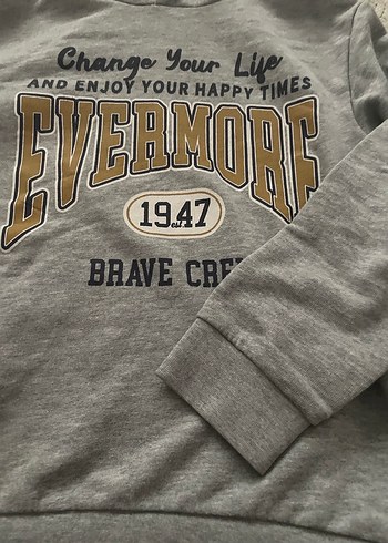 Gri Kapüşonlu Erkek Çocuk Sweatshirt - Görsel 3