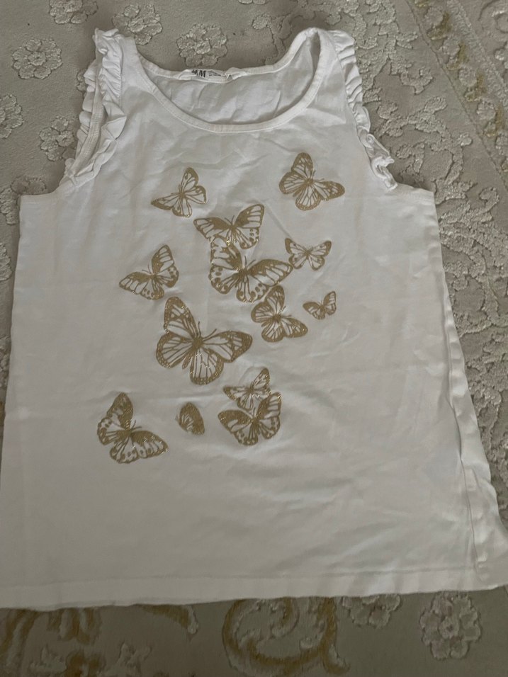 Baskılı Beyaz Kız Çocuk Askılı Bohem Üst - Görsel 3