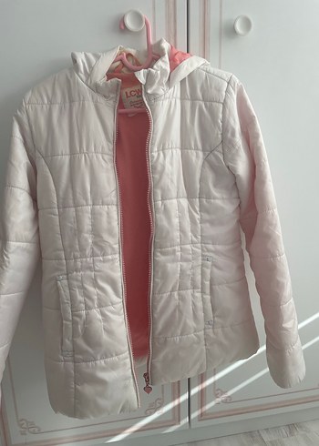 Kızlar için Beyaz Fermuarlı Mont - Görsel 2