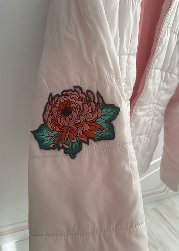 Kızlar için Beyaz Fermuarlı Mont - Görsel 5