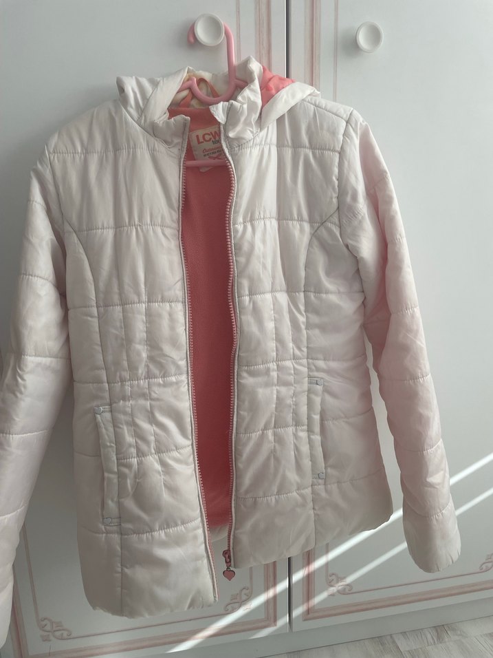 Kızlar için Beyaz Fermuarlı Mont - Görsel 2