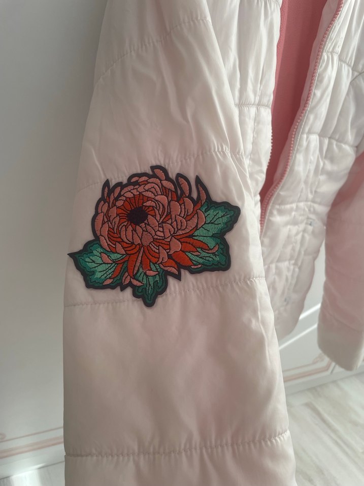 Kızlar için Beyaz Fermuarlı Mont - Görsel 5