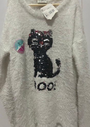 Kız Çocuk Gri Örgü Uzun Kollu Kazak - Görsel 3