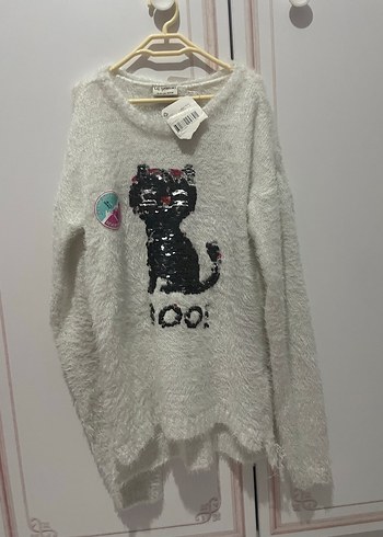 Kız Çocuk Gri Örgü Uzun Kollu Kazak - Görsel 2