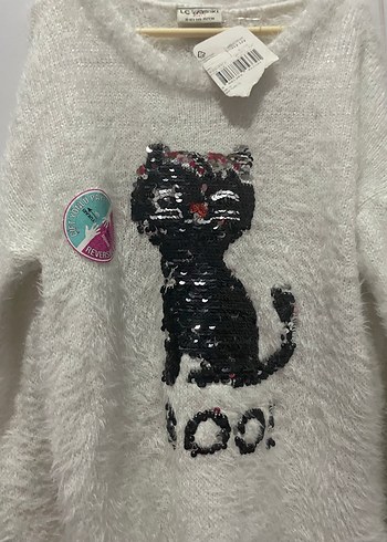 Kız Çocuk Gri Örgü Uzun Kollu Kazak - Görsel 4