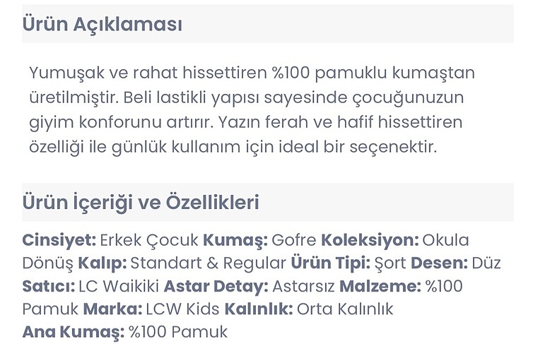 LC Waikiki 8/9 yaş