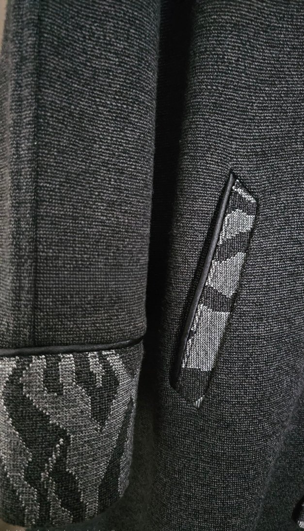 Düğmeli Uzun füme renk çelik örme kaban - Görsel 4